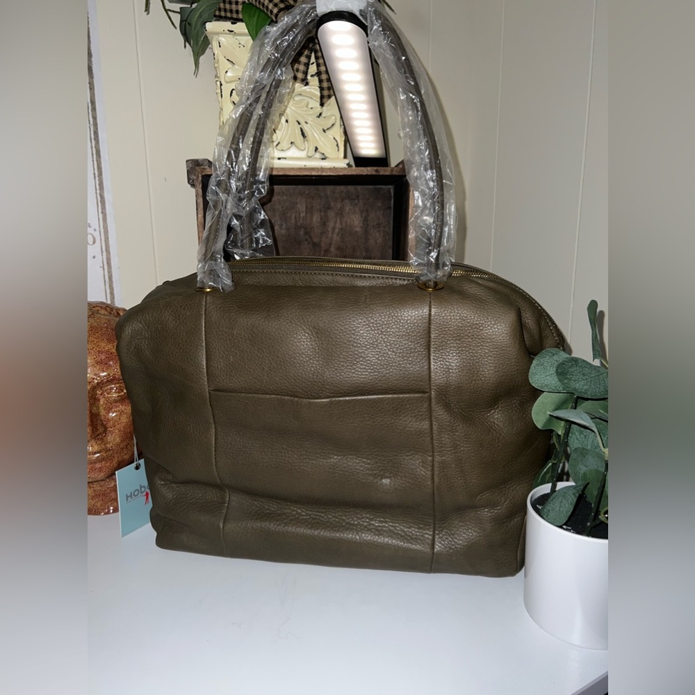 Olive Green Leather Tote Bag